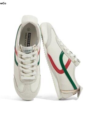 Women Retro Fashion Sneakers Thin Sole Cow Suede Faux Leather Lace-Up